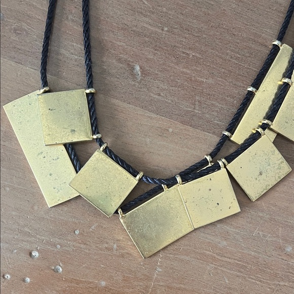 Madewell Gold Geometric Necklace with Black Cord - Picture 2 of 5